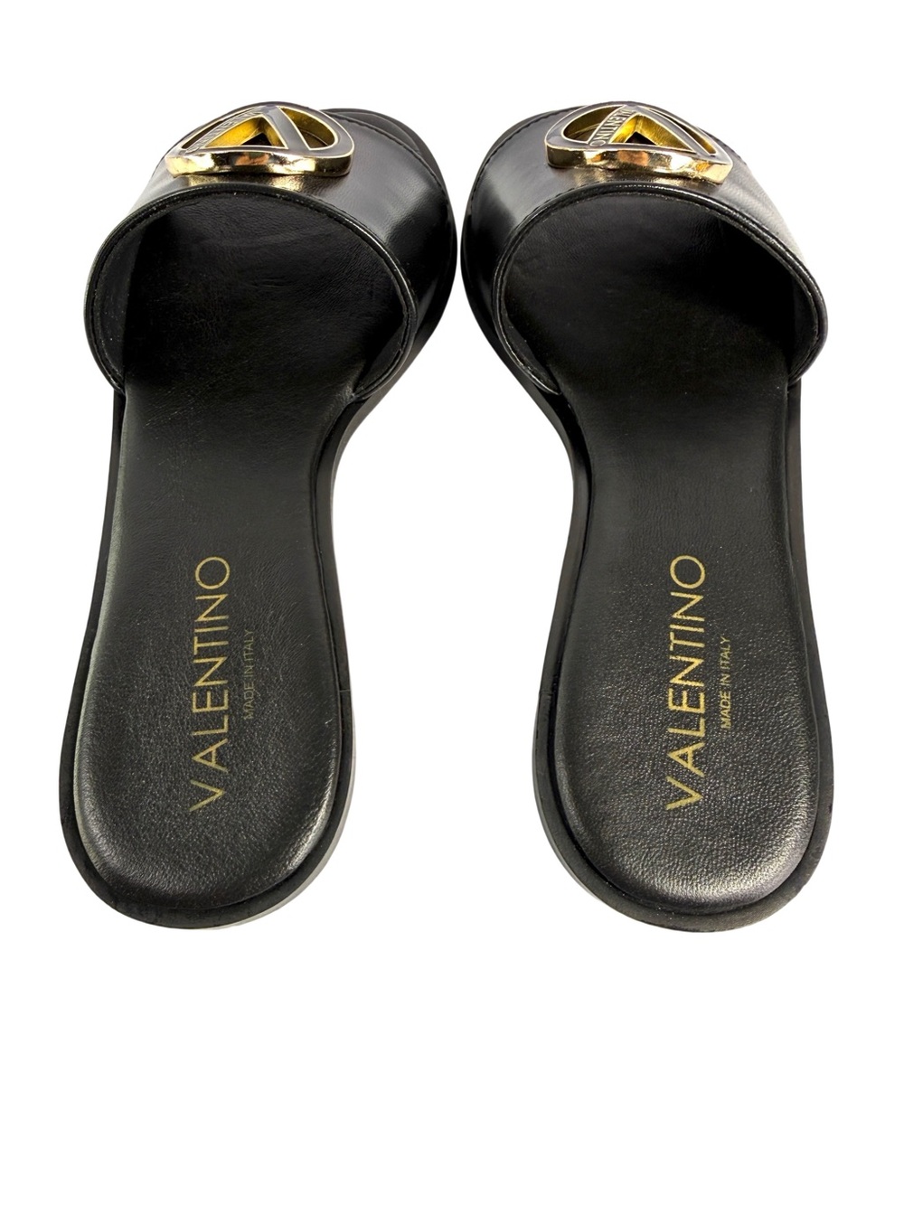 Valentino Black Leather Logo Slide Sandals - Picture 6 of 11